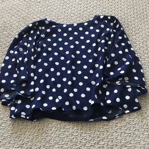 Navy blue flutter sleeve top